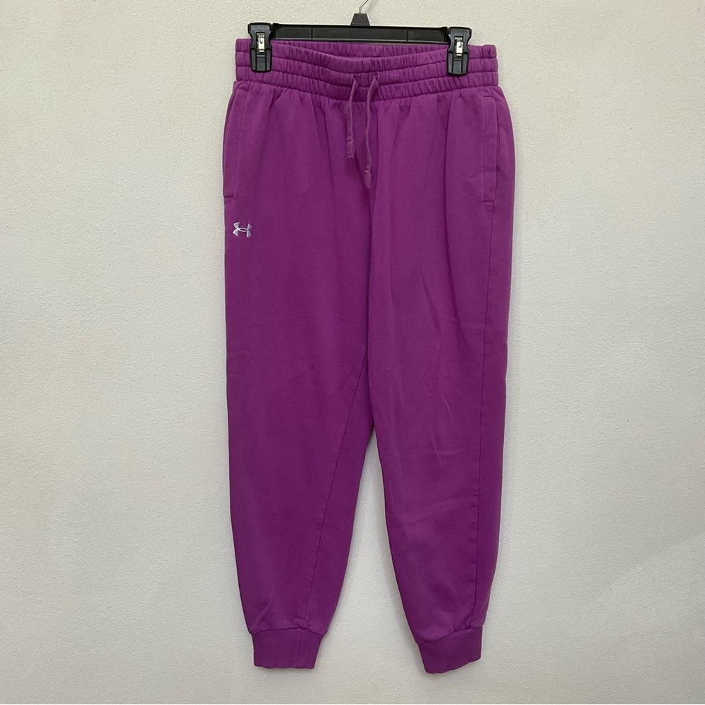 Under Armour Purple Elastic Tie Waist Jogger Sweatpants Size Med Athleisure